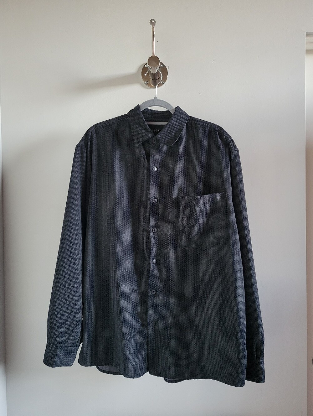 Vintage George Sueded Geometric Button Down Shirt Mens Large